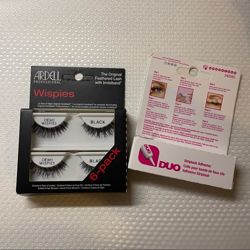 Ardell Lash Demi Wispies 6 Pair Multipack Plus Duo Lash Adhesive Dark